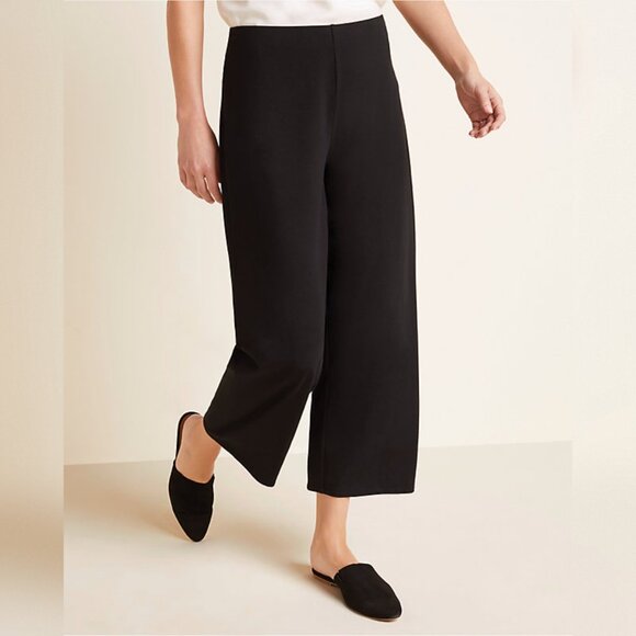 NWT Eileen Fisher Washable Stretch Crepe Straight Leg Crop Pant Black Size S - Picture 1 of 12